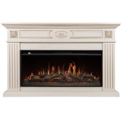 Каминокомплект Royal Thermo Aurora RTFP/P-AR40LS + портал Firelight Siena 42/40/36 слоновая кость с патиной